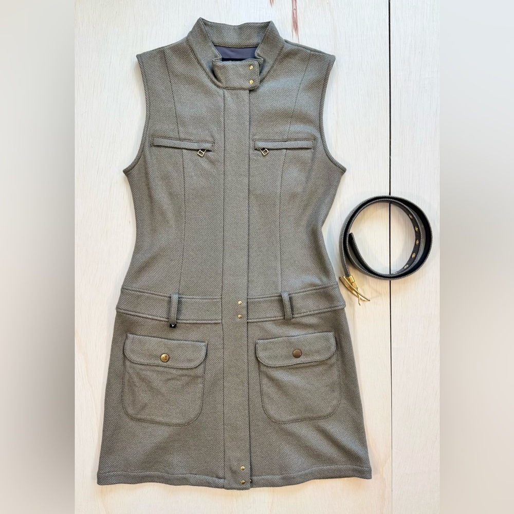 Japan Callaway Collection Olive Green and gold Sleeveless Dress with belt size M